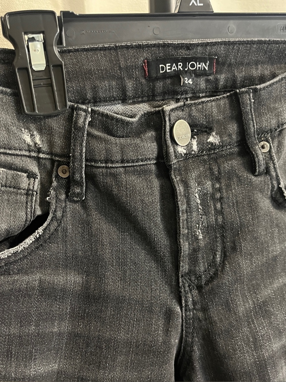 Dear John Charcoal Black Washed Distressed Jeans